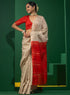 Aruna Cream and Red Soft Silk Bhagalpur Saree with Blouse Fabric